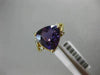 LARGE 3.24CT DIAMOND & AAA TRILLION AMETHYST 14KT YELLOW GOLD MILGRAIN FUN RING