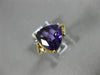 LARGE 3.24CT DIAMOND & AAA TRILLION AMETHYST 14KT YELLOW GOLD MILGRAIN FUN RING