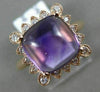 LARGE 4.63CT DIAMOND & AAA CUSHION CUT CABOCHON AMETHYST 14K ROSE GOLD HALO RING