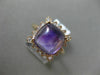 LARGE 4.63CT DIAMOND & AAA CUSHION CUT CABOCHON AMETHYST 14K ROSE GOLD HALO RING