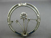 ANTIQUE LARGE 1.5CT OLD MINE DIAMOND & AAA SAPPHIRE 14K WHITE GOLD FLOWER BROOCH