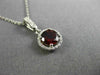 ESTATE .63CT DIAMOND & AAA GARNET 14K WHITE GOLD CLASSIC PAVE HALO ROUND PENDANT