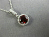 ESTATE .63CT DIAMOND & AAA GARNET 14K WHITE GOLD CLASSIC PAVE HALO ROUND PENDANT
