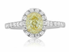 1.71CT WHITE & FANCY CANARY DIAMOND 18KT YELLOW GOLD & PLATINUM ENGAGEMENT RING
