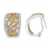 WIDE 1.52CT WHITE & FANCY YELLOW DIAMOND 18K TRI COLOR GOLD 3D UMBRELLA EARRINGS