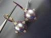 LARGE 1.84CT DIAMOND & AAA RHODOLITE TAHITIAN PINK PEARL 18KT ROSE GOLD EARRINGS