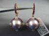 LARGE 1.84CT DIAMOND & AAA RHODOLITE TAHITIAN PINK PEARL 18KT ROSE GOLD EARRINGS