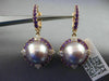 LARGE 1.84CT DIAMOND & AAA RHODOLITE TAHITIAN PINK PEARL 18KT ROSE GOLD EARRINGS
