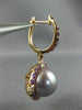 LARGE 1.84CT DIAMOND & AAA RHODOLITE TAHITIAN PINK PEARL 18KT ROSE GOLD EARRINGS
