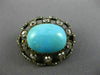 ANTIQUE 4.0CT ROSE CUT DIAMOND & TURQUOISE 14KT YELLOW GOLD SILVER PIN PENDANT