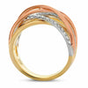ESTATE WIDE .37CT DIAMOND 14K TRI COLOR GOLD MULTI ROW CRISS CROSS INFINITY RING