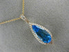 LARGE 3.12CT DIAMOND & AAA BLUE TOPAZ 14KT ROSE GOLD TEAR DROP FILIGREE PENDANT