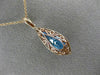 LARGE 3.12CT DIAMOND & AAA BLUE TOPAZ 14KT ROSE GOLD TEAR DROP FILIGREE PENDANT