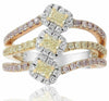 1.04CT WHITE YELLOW & PINK DIAMOND 18KT TRI COLOR GOLD 3 STONE ANNIVERSARY RING