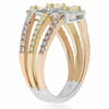 1.04CT WHITE YELLOW & PINK DIAMOND 18KT TRI COLOR GOLD 3 STONE ANNIVERSARY RING