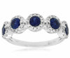 1.27CT DIAMOND & AAA SAPPHIRE 14K WHITE GOLD 3D FIVE STONE HALO ANNIVERSARY RING