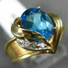 ESTATE 2.53CT DIAMOND & AAA OVAL BLUE TOPAZ 14K 2 TONE 3D HEART SHAPE LOVE GOLD