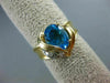 ESTATE 2.53CT DIAMOND & AAA OVAL BLUE TOPAZ 14K 2 TONE 3D HEART SHAPE LOVE GOLD