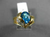 ESTATE 2.53CT DIAMOND & AAA OVAL BLUE TOPAZ 14K 2 TONE 3D HEART SHAPE LOVE GOLD