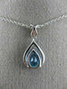 1.48CT DIAMOND & AAA PEAR SHAPE BLUE TOPAZ 14KT WHITE GOLD 3D TEAR DROP PENDANT