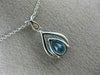 1.48CT DIAMOND & AAA PEAR SHAPE BLUE TOPAZ 14KT WHITE GOLD 3D TEAR DROP PENDANT