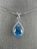 1.48CT DIAMOND & AAA PEAR SHAPE BLUE TOPAZ 14KT WHITE GOLD 3D TEAR DROP PENDANT