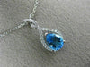 1.48CT DIAMOND & AAA PEAR SHAPE BLUE TOPAZ 14KT WHITE GOLD 3D TEAR DROP PENDANT