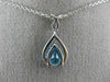 1.48CT DIAMOND & AAA PEAR SHAPE BLUE TOPAZ 14KT WHITE GOLD 3D TEAR DROP PENDANT