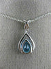 1.48CT DIAMOND & AAA PEAR SHAPE BLUE TOPAZ 14KT WHITE GOLD 3D TEAR DROP PENDANT