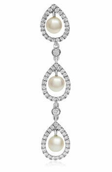 .53CT DIAMOND & AAA SOUTH SEA PEARL 18KT WHITE GOLD 3D TEAR DROP JOURNEY PENDANT
