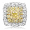 LARGE 1.02CT WHITE & FANCY YELLOW DIAMOND 18K 2 TONE GOLD 3D HALO STUD EARRINGS