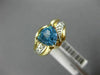 ESTATE 1.31CT ROUND DIAMOND & AAA TRILLION CUT BLUE TOPAZ 14KT 2 TONE GOLD RING