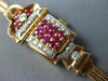 ANTIQUE BULOVA 2.55CT OLD MINE DIAMOND & AAA RUBY 14KT ROSE GOLD WATCH BRACELET