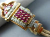 ANTIQUE BULOVA 2.55CT OLD MINE DIAMOND & AAA RUBY 14KT ROSE GOLD WATCH BRACELET