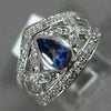 WIDE .63CT DIAMOND & AAA PEAR SHAPE TANZANITE 14KT WHITE GOLD 3D BUTTERFLY RING