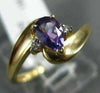 0.52CT DIAMOND & AAA PEAR SHAPE AMETHYST 14KT YELLOW GOLD 3D 3 STONE PROMISE RING