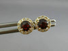 ESTATE .68CT DIAMOND & AAA GARNET 14KT YELLOW GOLD ROUND HALO STUD EARRINGS