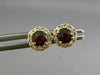 ESTATE .68CT DIAMOND & AAA GARNET 14KT YELLOW GOLD ROUND HALO STUD EARRINGS