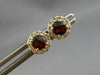 ESTATE .68CT DIAMOND & AAA GARNET 14KT YELLOW GOLD ROUND HALO STUD EARRINGS