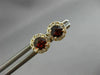 ESTATE .68CT DIAMOND & AAA GARNET 14KT YELLOW GOLD ROUND HALO STUD EARRINGS