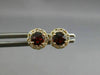 ESTATE .68CT DIAMOND & AAA GARNET 14KT YELLOW GOLD ROUND HALO STUD EARRINGS