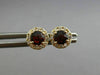 ESTATE .68CT DIAMOND & AAA GARNET 14KT YELLOW GOLD ROUND HALO STUD EARRINGS