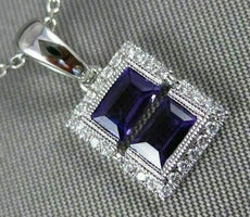 .72CT DIAMOND & AAA AMETHYST 14K WHITE GOLD 3D RECTANGULAR ILLUSION LOVE PENDANT