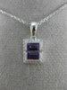 .72CT DIAMOND & AAA AMETHYST 14K WHITE GOLD 3D RECTANGULAR ILLUSION LOVE PENDANT