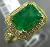 LARGE 3.01CT DIAMOND & AAA COLOMBIAN EMERALD 18KT YELLOW GOLD 3D ENGAGEMENT RING