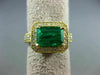 LARGE 3.01CT DIAMOND & AAA COLOMBIAN EMERALD 18KT YELLOW GOLD 3D ENGAGEMENT RING