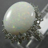 LARGE 5.39CT DIAMOND & AAA OVAL OPAL 14KT WHITE GOLD DOUBLE OPEN FILIGREE RING