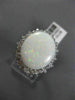 LARGE 5.39CT DIAMOND & AAA OVAL OPAL 14KT WHITE GOLD DOUBLE OPEN FILIGREE RING