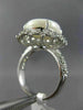 LARGE 5.39CT DIAMOND & AAA OVAL OPAL 14KT WHITE GOLD DOUBLE OPEN FILIGREE RING