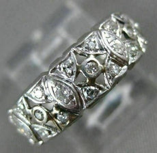 ANTIQUE .80CT OLD MINE DIAMOND PLATINUM HANDCRAFTED FILIGREE FLOWER WEDDING RING